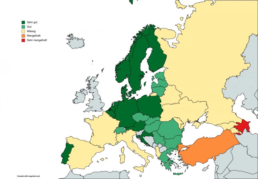 Innerhalb von Europa rangiert die Schweiz auf Platz 23.