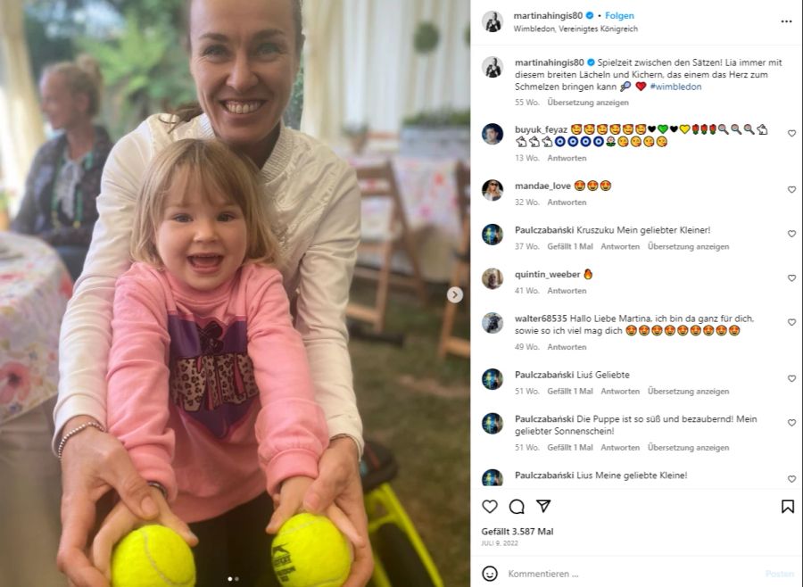 Martina Hingis zusammen mit Töchterchen Lia (4).