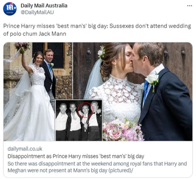 Jack Mann heiratete am Wochenende seine Verlobte Isabella Clark. Die britischen Medien veröffentlichten diese Fotos von der Trauung – ohne Prinz Harry. Prinz Harry