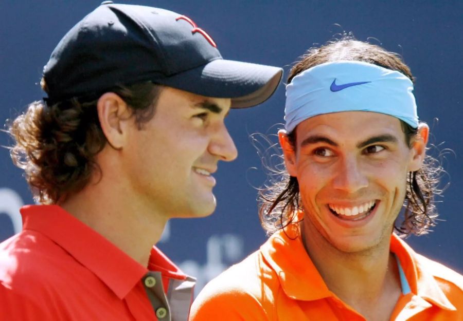 Roger Federer und Rafael Nadal an den US Open 2008.