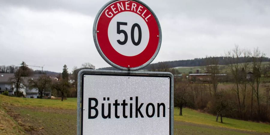 Ortsschild der Gemeinde Büttikon.