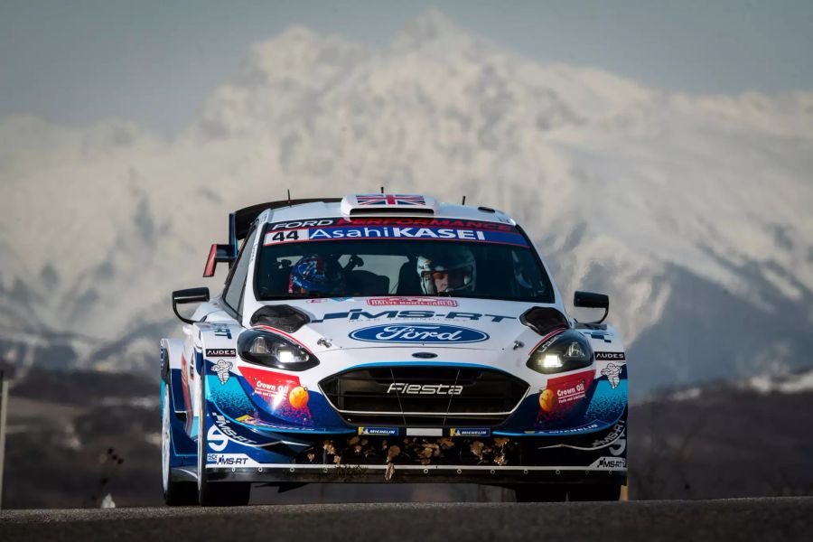 Gus Greensmith/Elliott Edmondson (GB) pilotieren den dritten von M-Sport eingesetzten Ford Fiesta.