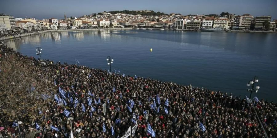 Demonstration auf Lesbos