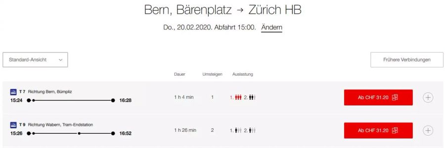 Bern, Bärenplatz kostet mit einem Halbtax 31.20 Franken.