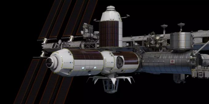 So könnte das Hotel an der ISS aussehen, wenn die Pläne von NASA und Axiom Space Realität werden. NASA Axiom Space Hotel