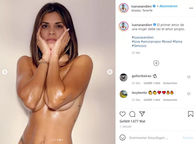 Luana Sandien ist Nacktmodel und zeigt auch auf Instagram gerne viel Haut Luana Sandien
