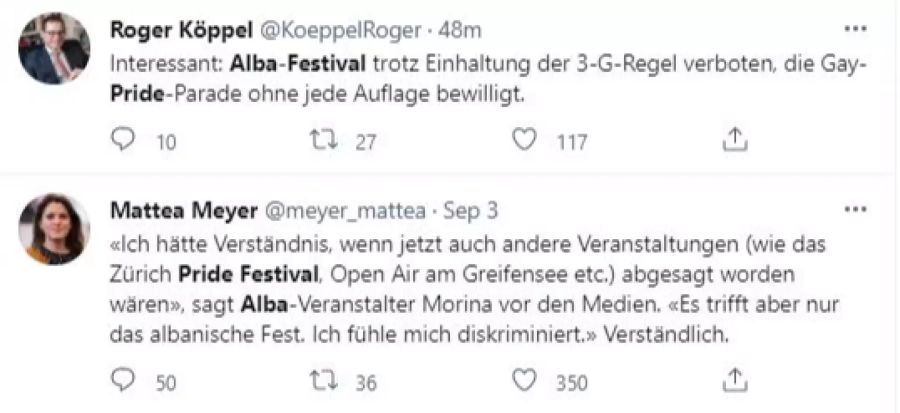 Auch Roger Köppel (SVP) und Mattea Meyer (SP) schweigen nicht zum Thema.