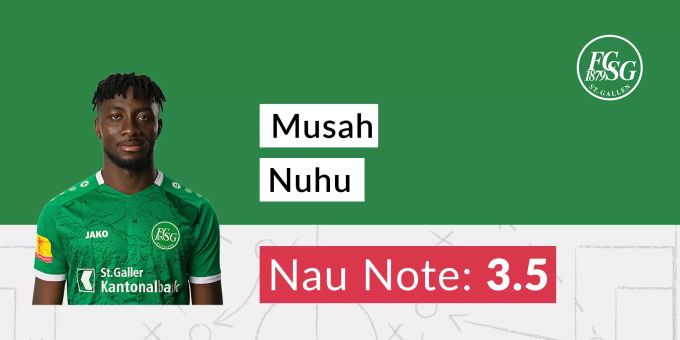 Die Nau.ch-Note für Musah Nuhu vom FC St.Gallen. FC St.Gallen FCZ