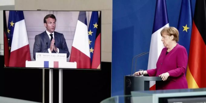 Macron und Merkel hatten ihren Plan am Montag vorgelegt Macron und Merkel hatten ihren Plan am Montag vorgelegt