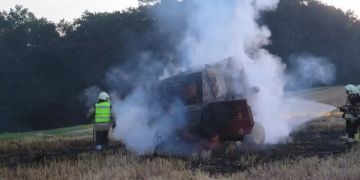 Brand einer Rundballenpresse