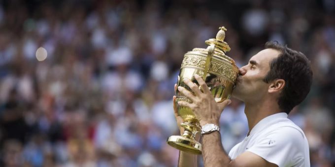 Roger Federer nach seinem Sieg in Wimbledon 2017. Das prestigeträchtige Turnier gewann er insgesamt acht Mal. Roger Federer