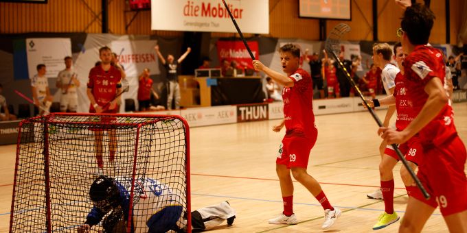 Timo Wiemer (M.) erzielte gegen Ticino Unihockey am Sonntag, 19. November 2023, einen Hattrick.