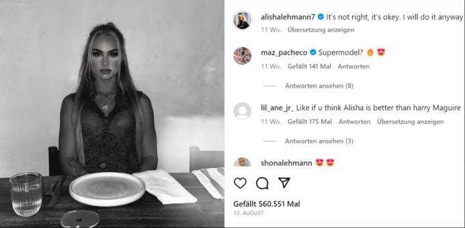 Alisha Lehmann trägt eine Halskette mit ihren Initialen. Alisha Lehmann