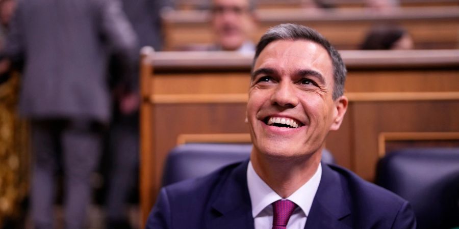 Pedro Sanchez, Ministerpräsident von Spanien, während der Amtseinführungsdebatte im spanischen Parlament.