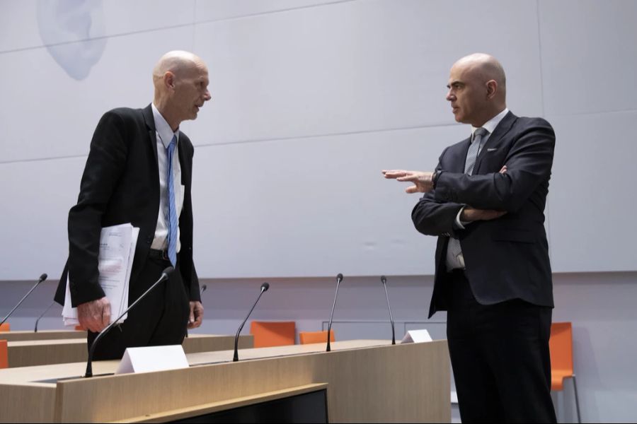 Ex-BAG-Chef Daniel Koch (links) und Gesundheitsminister Alain Berset bei einer Medienkonferenz zum Coronavirus.