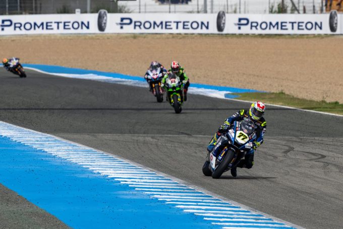 Dominique Aegerter (Yamaha) beim Superbike-Rennen in Jerez. Dominique Aegerter Yamaha WorldSBK