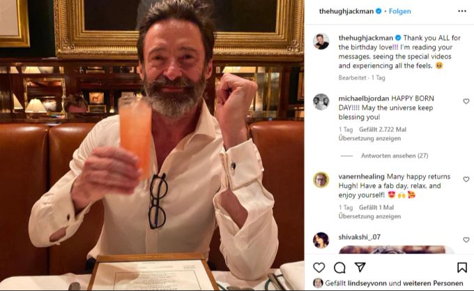 Hugh Jackmann feiert seinen Geburtstag – mit seiner Noch-Ehefrau Deborra-Lee Furness. Hugh Jackmann