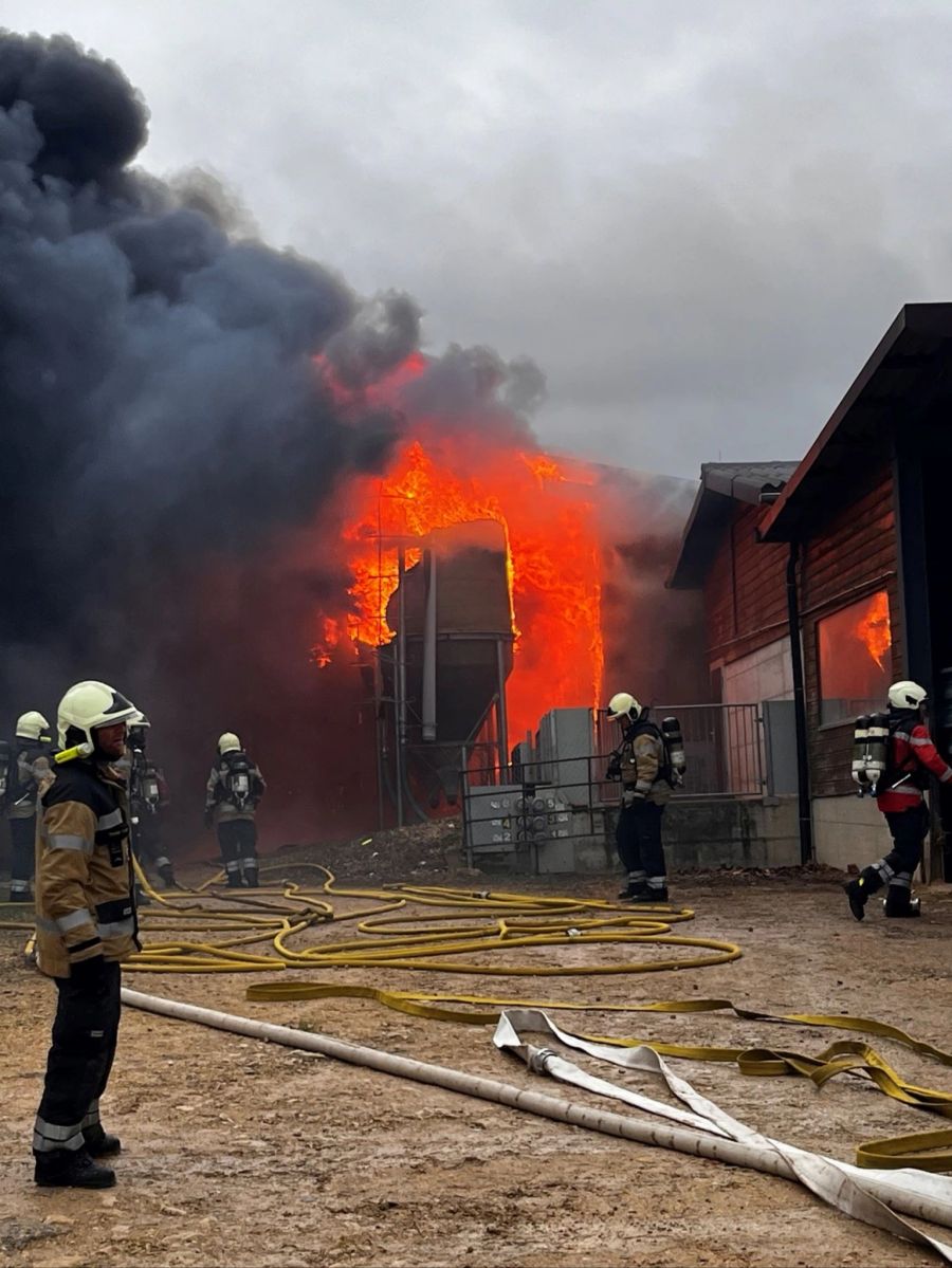 Feuerwehr beim Löscheinsatz.