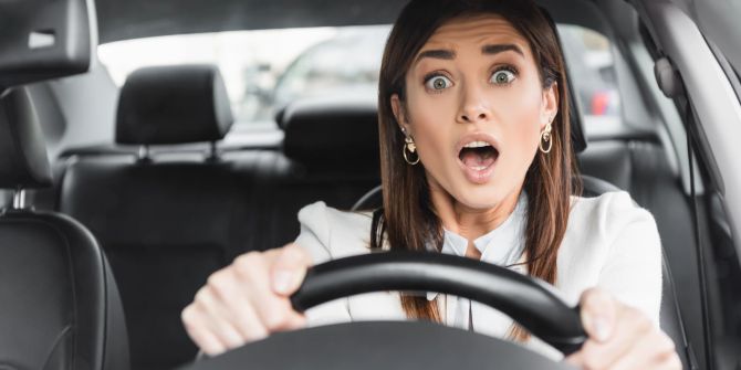 Autofahren, Frau, Steuer, Angst