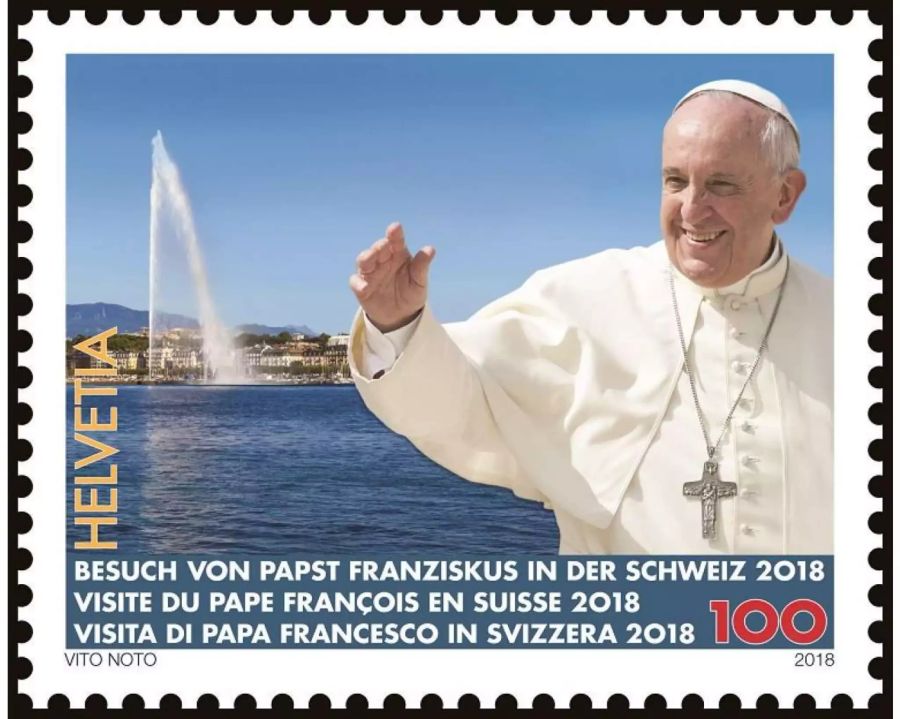 Mit dieser Briefmarke ehrt die Post den Papst.