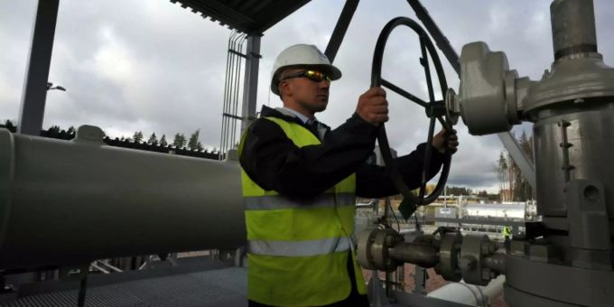 Pipeline-Arbeiter in Russland. Gas