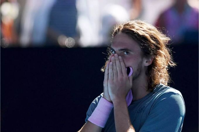 Stefanos Tsitsipas nach seinem Sieg über Roberto Bautista Agut. Stefanos Tsitsipas