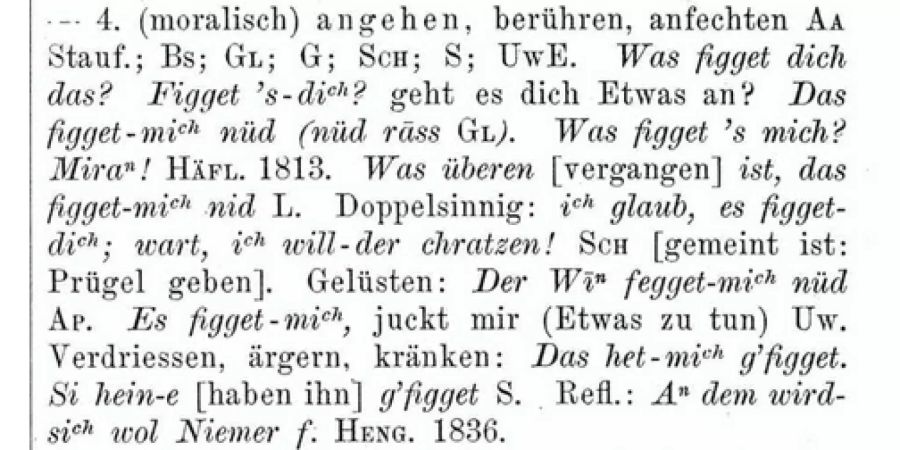 Eintrag im Schweizerischen Idiotikon zum Wort «figge».