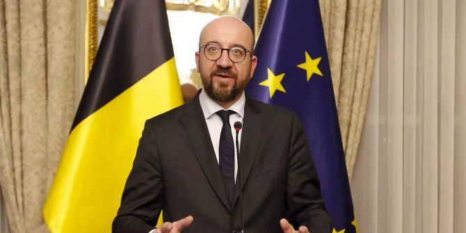 Charles Michel, Ministerpräsident von Belgien, spricht bei einer Pressekonferenz.