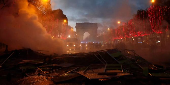 Der Champs-Elysee während der Protesten der Gelbwesten.