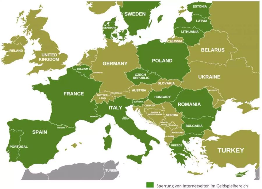 In dieser vom Pro-Komitee eingefärbten Karte sind die Länder eingezeichnet, die bereits Internetsperren kennen. Nur: Mit der Geografie ist das etwas schwierig.