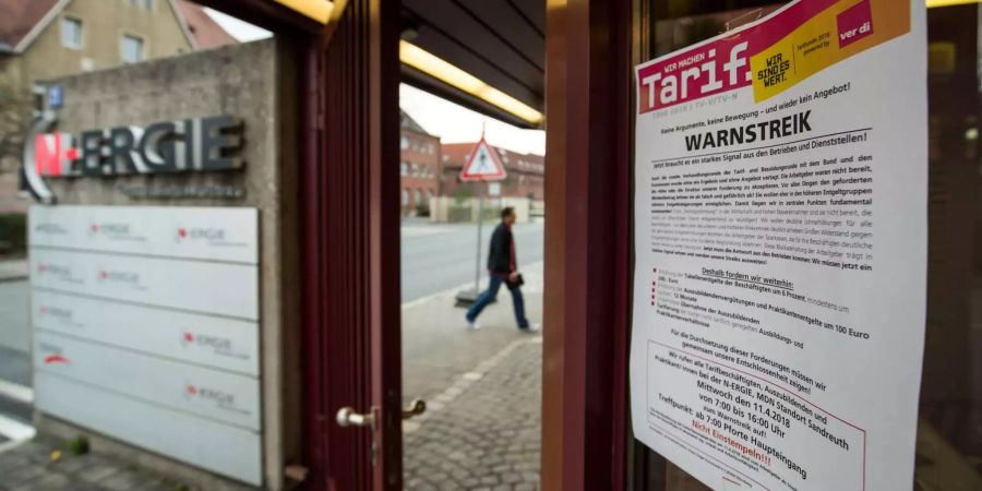 Auch in Bayern wird gestreikt: Ein Plakat der Gewerkschaft Verdi.