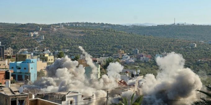 Zerstörung eines der Häuser in der Ortschaft Karawat Bani Hassan Israel