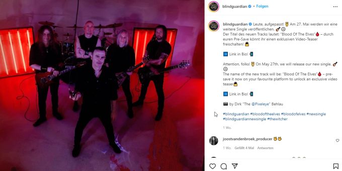 Das neue Album von «Blind Guardian» erscheint im September. Blind Guardian