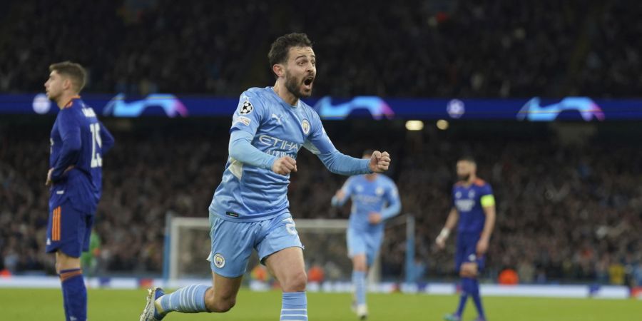 Bernardo Silva erzielt den vierten City-Treffer im Hinspiel der Champions League gegen Real Madrid.