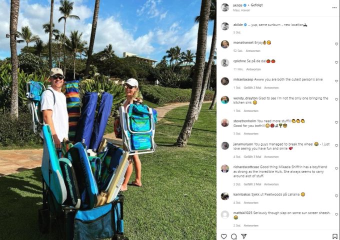 Mikaela Shiffrin und Aleksander Kilde auf dem Golfplatz. Shiffrin Kilde
