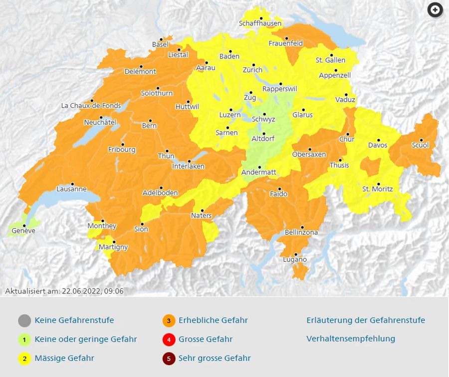 Fast die ganze Schweiz ist von einer Waldbrandgefahr betroffen.