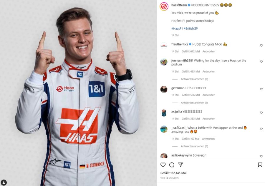 Von seinem Team wird der Deutsche auf Instagram gefeiert.