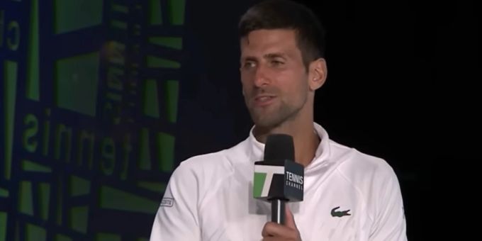 Novak Djokovic spricht im Interview nach dem Wimbledon-Sieg bei «Tennis Channel». Novak Djokovic