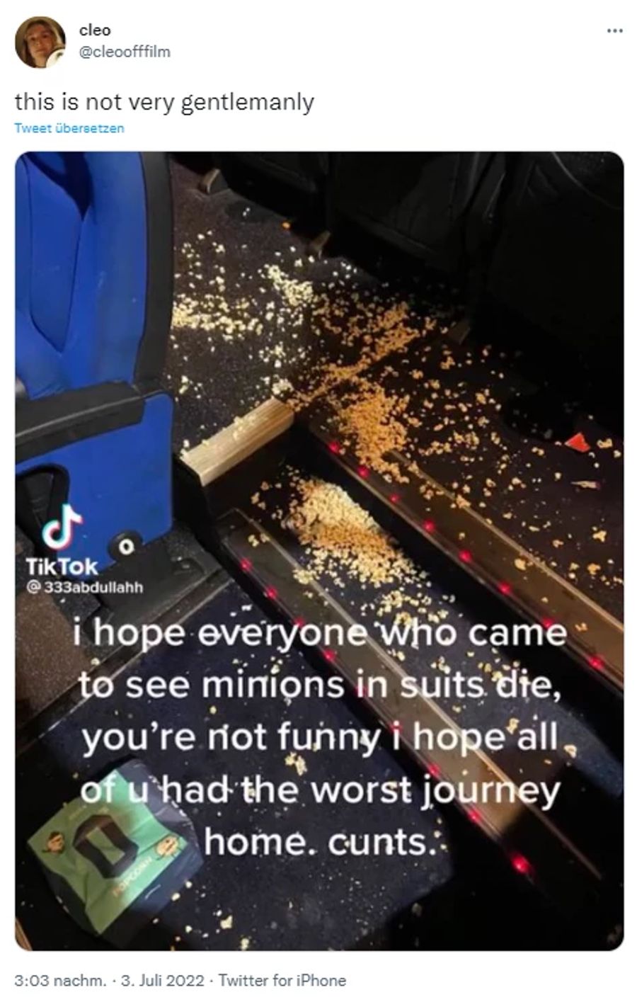 Die «Gentleminions» sorgen für Chaos in Kinos – auf Twitter wird geklagt.