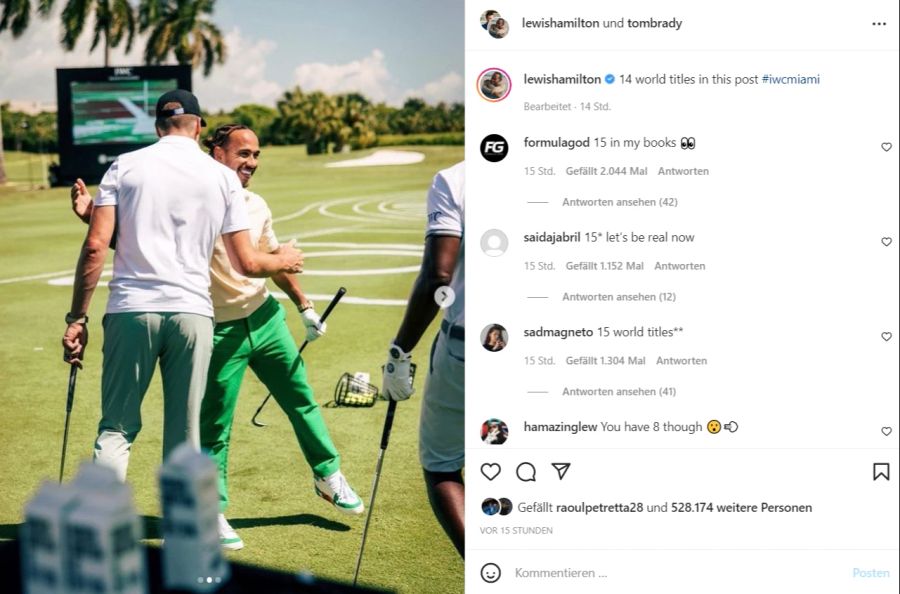 Lewis Hamilton muss Tom Brady auf dem Golfplatz den Vortritt lassen.