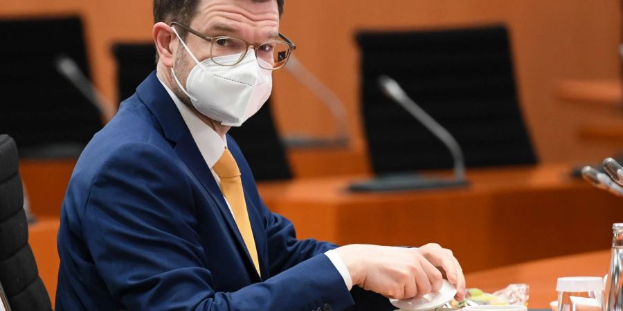 Justizminister Marco Buschmann (FDP) bei einer Sitzung im Kanzleramt.