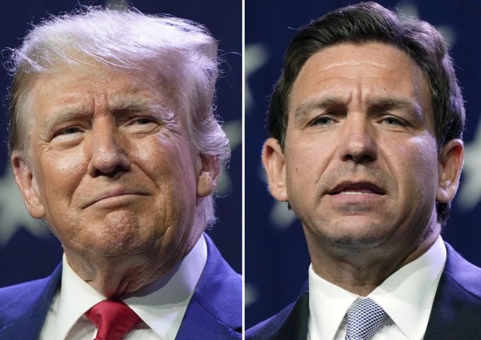Wird Hegseth etwa bald durch DeSantis (rechts) ersetzt? Trump DeSantis