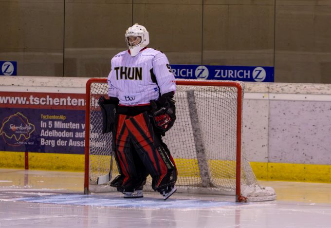 Der junge Gian Graf hütete das Tor des EHC Thun. EHC Thun Graf