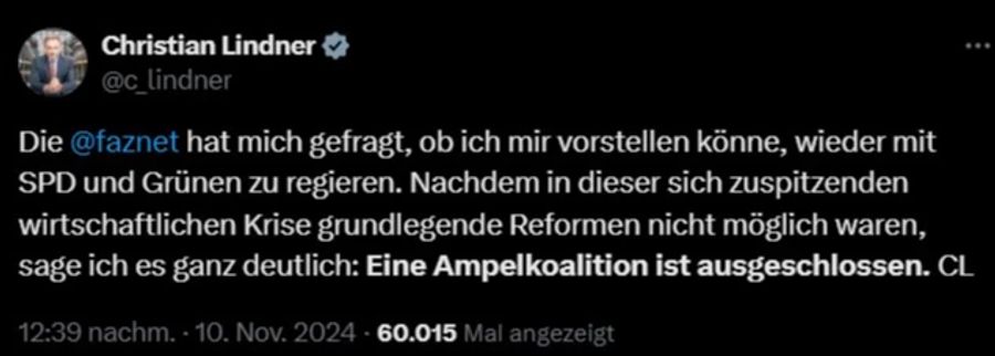 Christian Lindner Statement Twitter