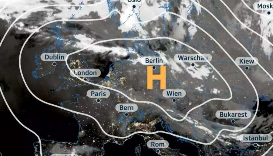 In Europa wandelt momentan ein Hochdruckgebiert, welches einen Einfluss auf den Nebel in der Schweiz hat, umher.