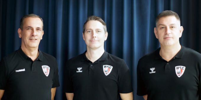 Drei Schweizermeister für die neue sportliche Führung beim HSC: Michael Conde (Teammanager QHL), Zeno Läber (Chef Leistungssport) und Robert Kostadinovic (Sportlicher Leiter Leistungssport) v.l.n.r.. Leitung Schweizermeister