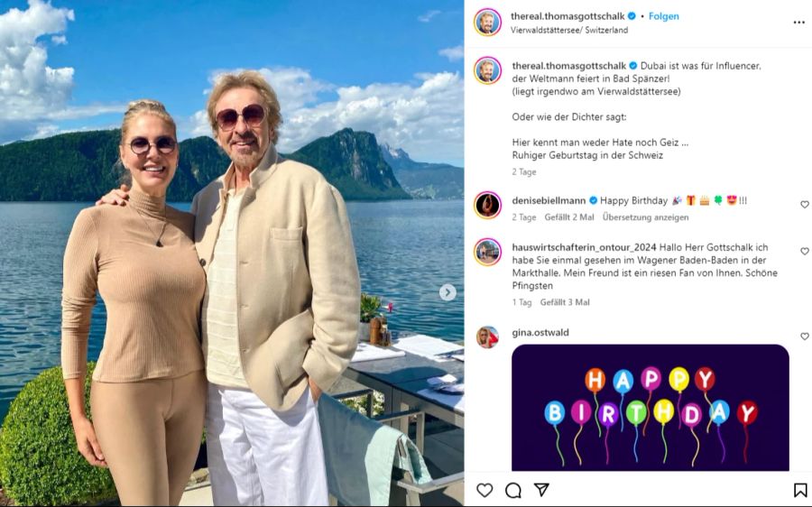 Thomas Gottschalk und seine Liebste Karina genossen am Vierwaldstättersee eine romantische zeit.