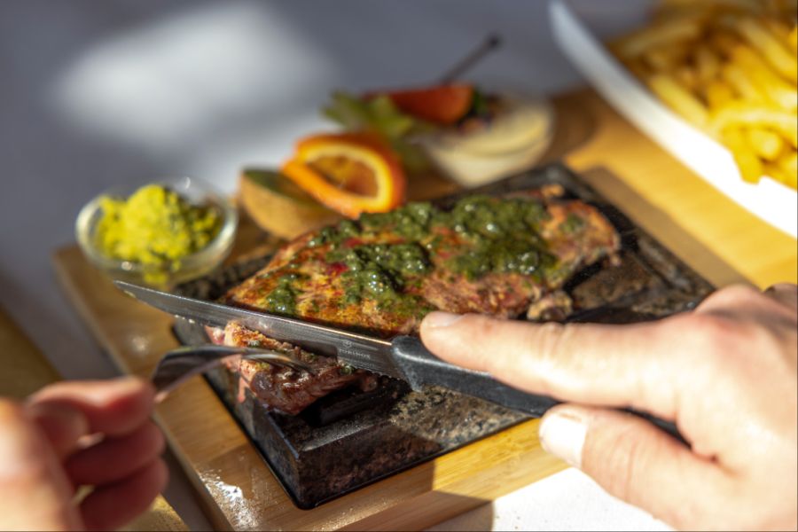 Fleisch Gericht Messer Gabel