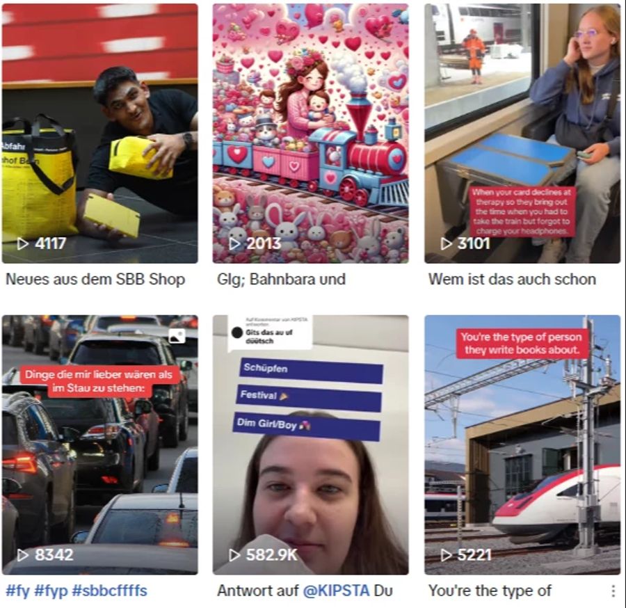 Viel englisch, Memes und Gen-Z-Slang: Die SBB zeigt sich auf Tiktok humorvoll.