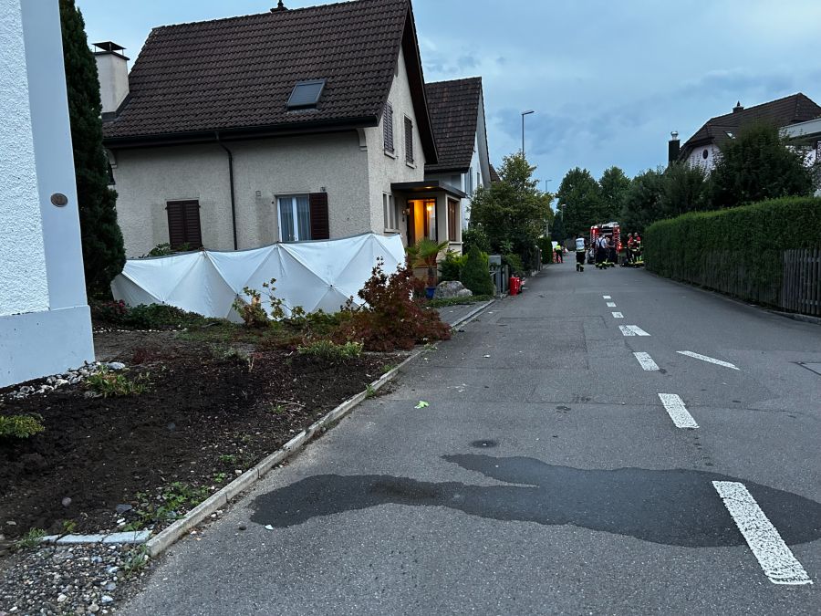 Dort fällte der Mercedes einen Baum und prallte dann heftig gegen die Fassade des Nachbarhauses.